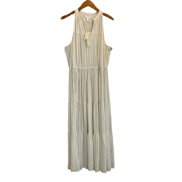 LC LAUREN CONRAD Plus Dress Maxi Halter Yellow & Blue Stripe Size XXL - Picture 4 of 12